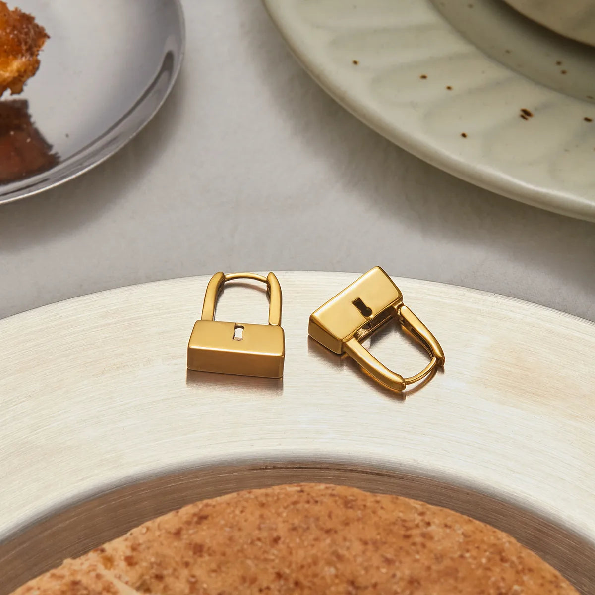 Locked N Ready 18K Gold Plated and 304 Stainless Steel Earring