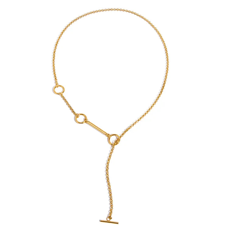 Y Buckle 18K Gold Plated Stainless Steel Necklace