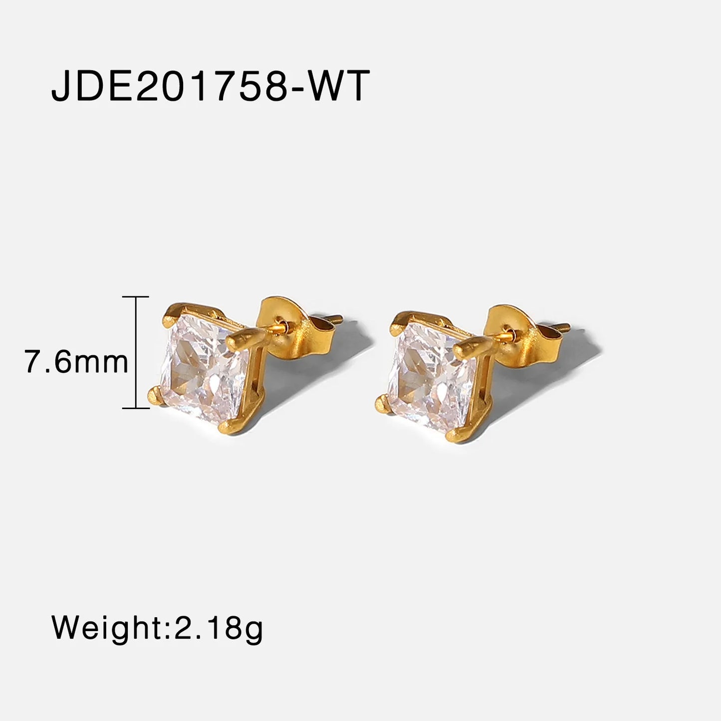 Square 304 Stainless Steel 18K Gold Plated Stud Earring