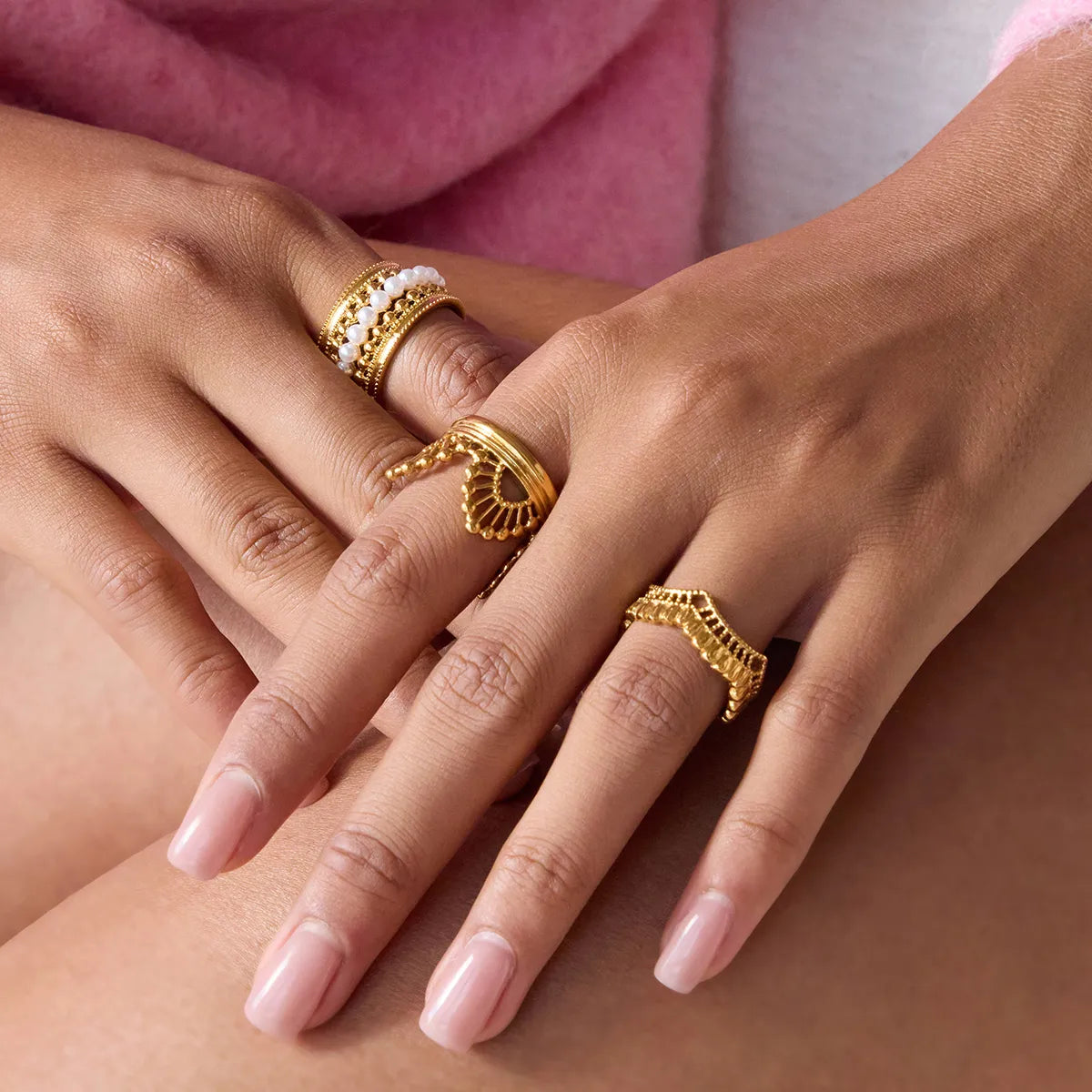 Crown 18K Gold Plated Stainless Steel Hollow Ring