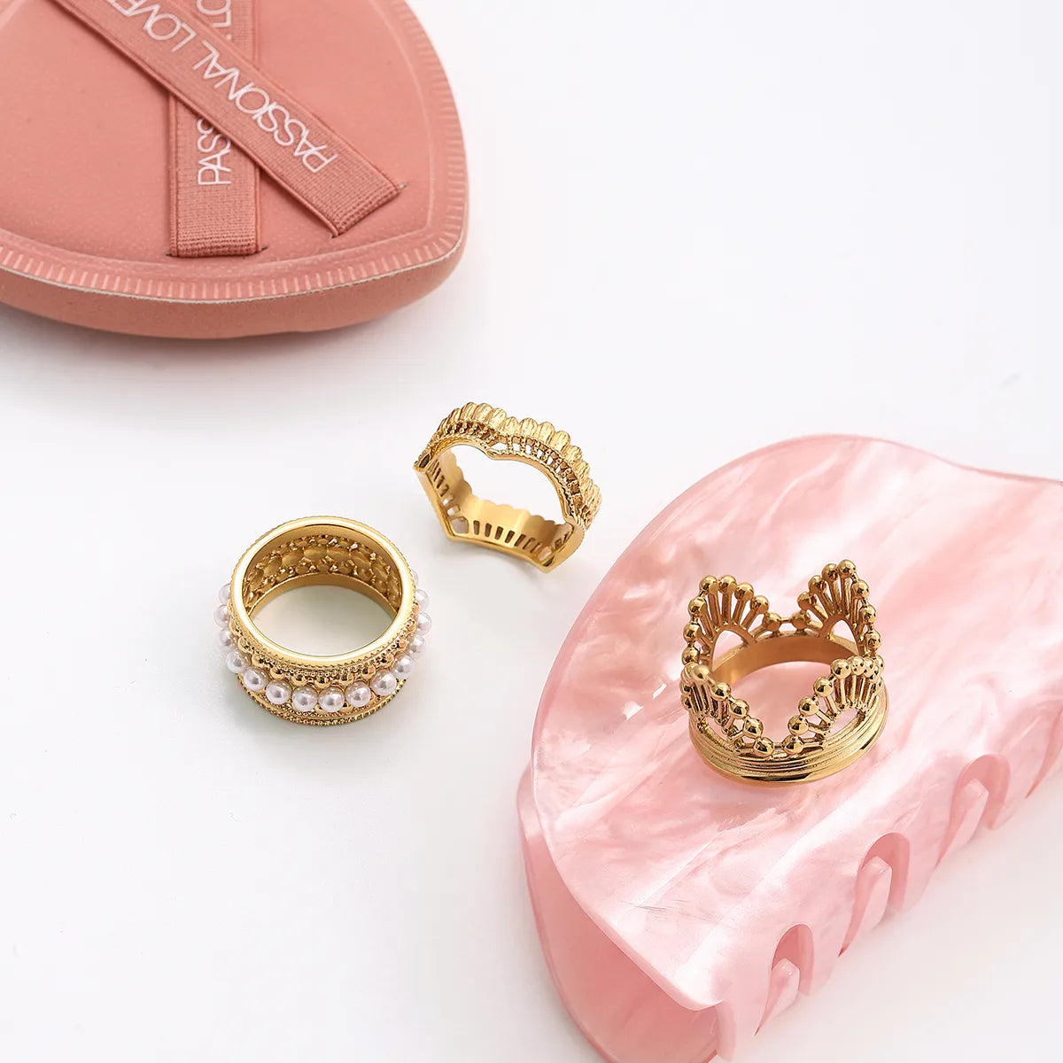 Crown 18K Gold Plated Stainless Steel Hollow Ring