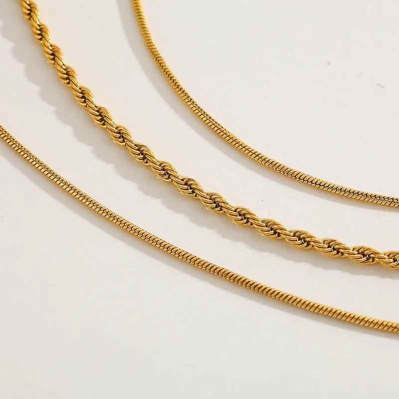 Hip-Hop 304 Stainless Steel 18K Gold Plated Layered Necklace