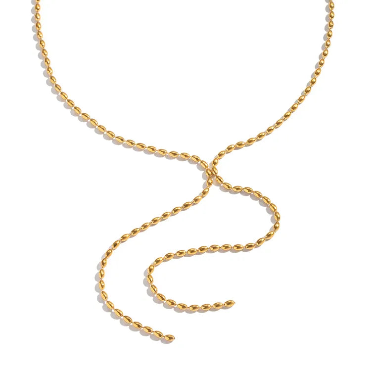 Minimalist Basic Tassel Necklace 201 Stainless Steel 18K Gold Plated Necklace