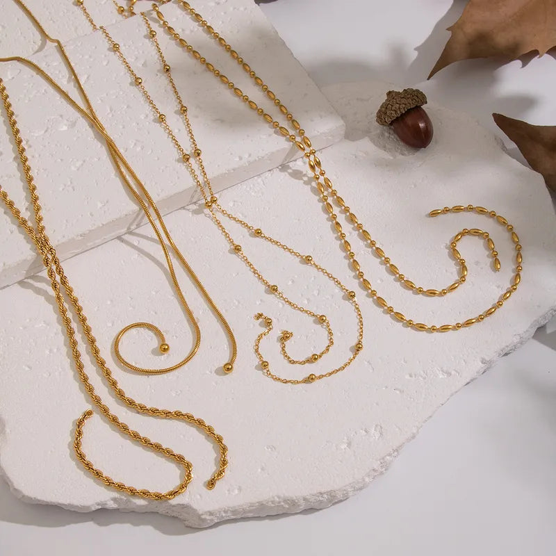 Minimalist Basic Tassel Necklace 201 Stainless Steel 18K Gold Plated Necklace