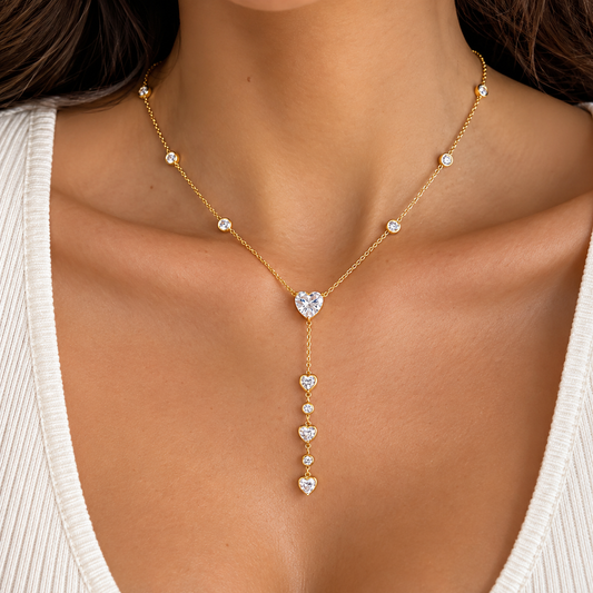 Heart Zirconia 18K Gold Plated 304 Stainless Steel Necklace