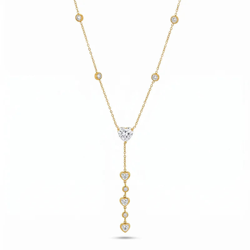 Heart Zirconia 18K Gold Plated 304 Stainless Steel Necklace