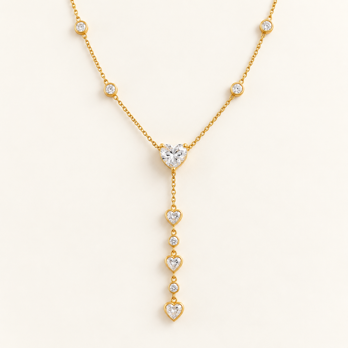 Heart Zirconia 18K Gold Plated 304 Stainless Steel Necklace