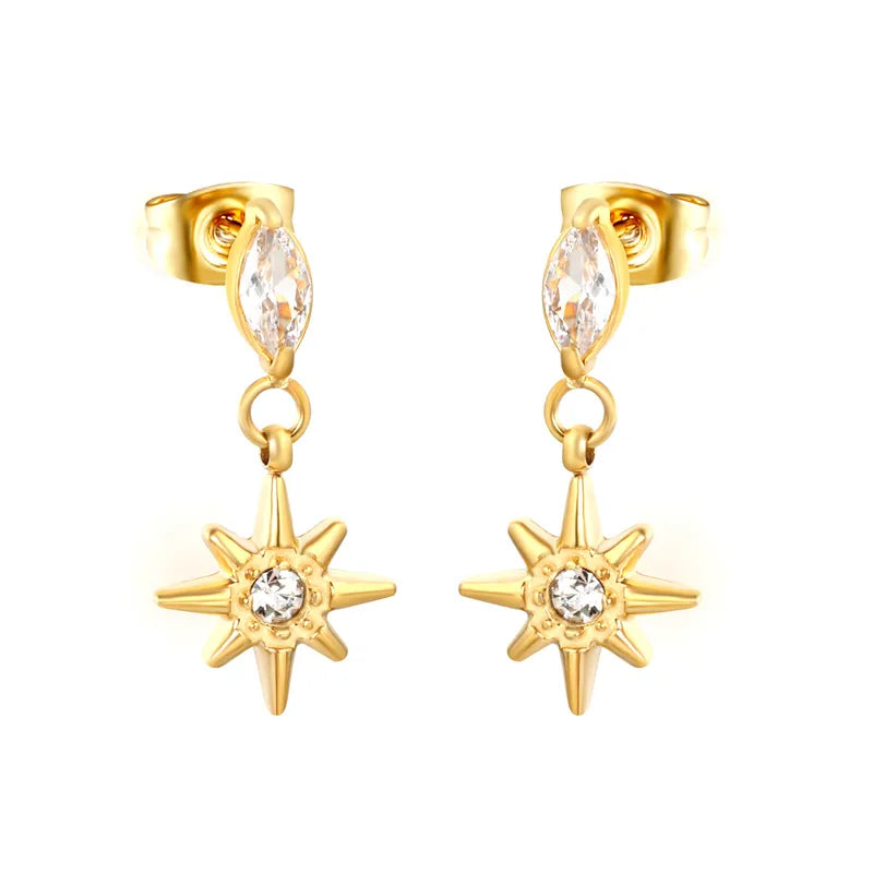 Twinkle Star Zirconia 18K Gold Plated 304 Stainless Steel Earring