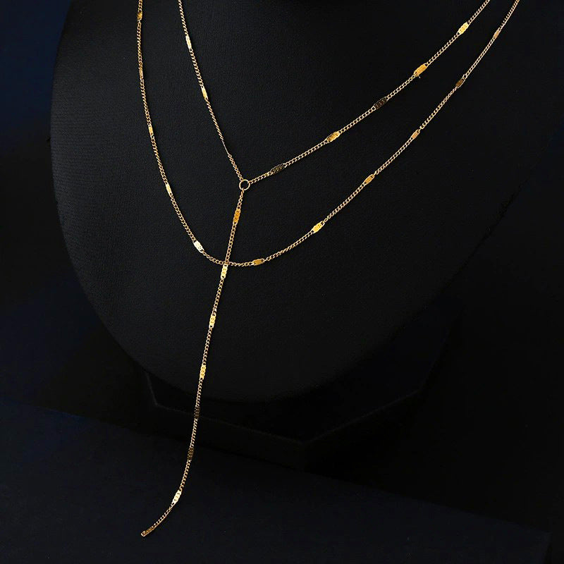 Lengthy Layer 304 Stainless Steel 16K Gold Plated Necklace