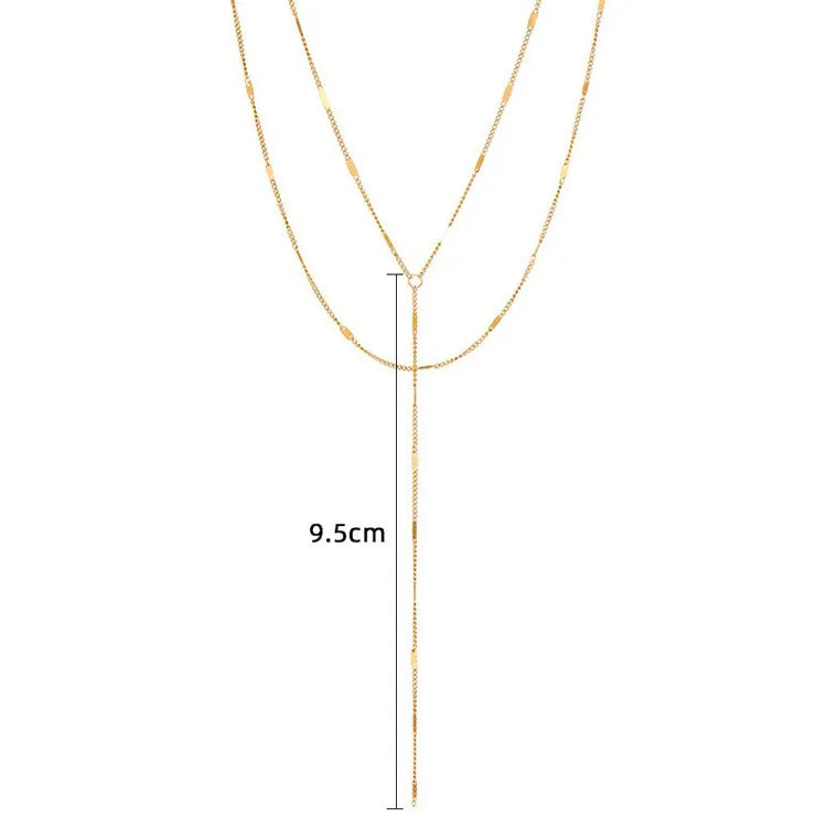 Lengthy Layer 304 Stainless Steel 16K Gold Plated Necklace