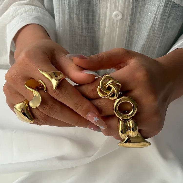 Irregular Heart Spiraling 18K Gold Plated  304 Stainless Steel Ring