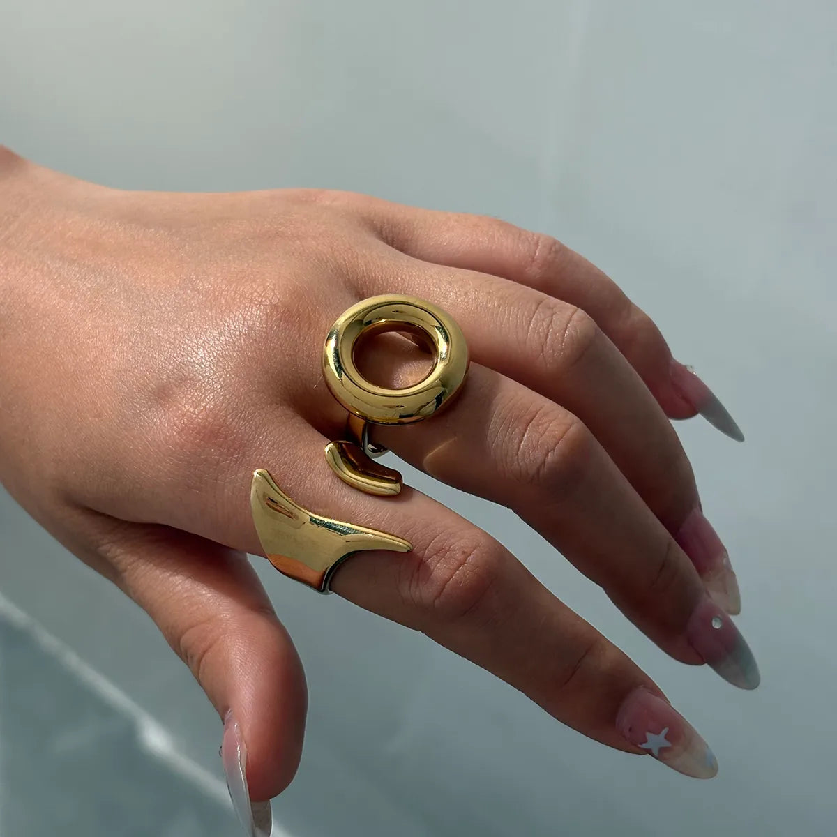 Irregular Heart Spiraling 18K Gold Plated  304 Stainless Steel Ring