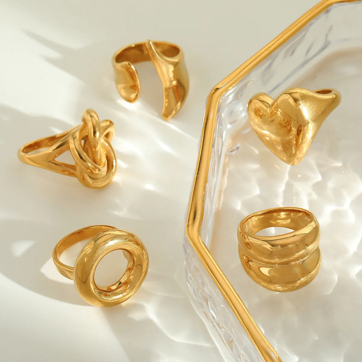 Irregular Heart Spiraling 18K Gold Plated  304 Stainless Steel Ring