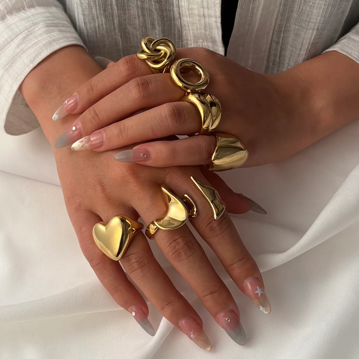 Irregular Heart Spiraling 18K Gold Plated  304 Stainless Steel Ring