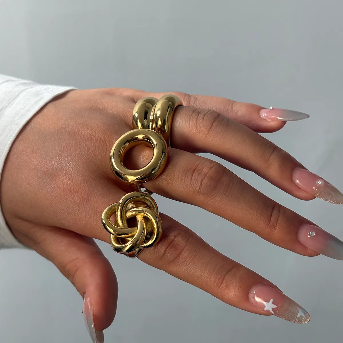 Irregular Heart Spiraling 18K Gold Plated  304 Stainless Steel Ring