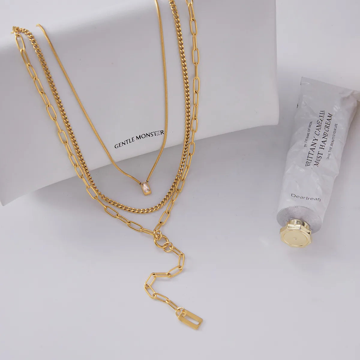 Paper Clip Classic 18K Gold Stainless Steel Buckle Multi-layer Necklace