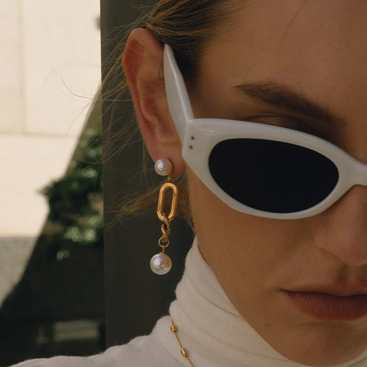 Pearl Earring Suitable 18K Gold Stainless Steel Earring