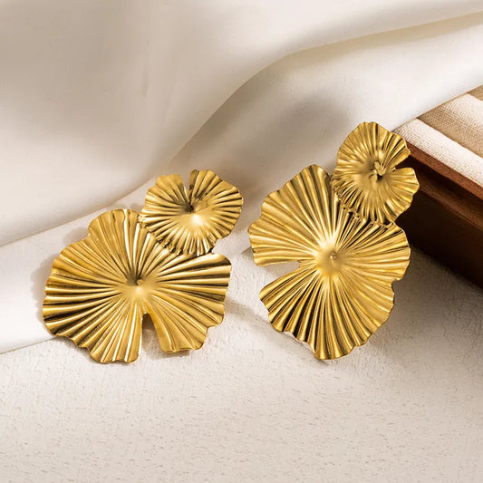 Ginkgo Flower 18K Gold Plated and Stainless Steel Earring