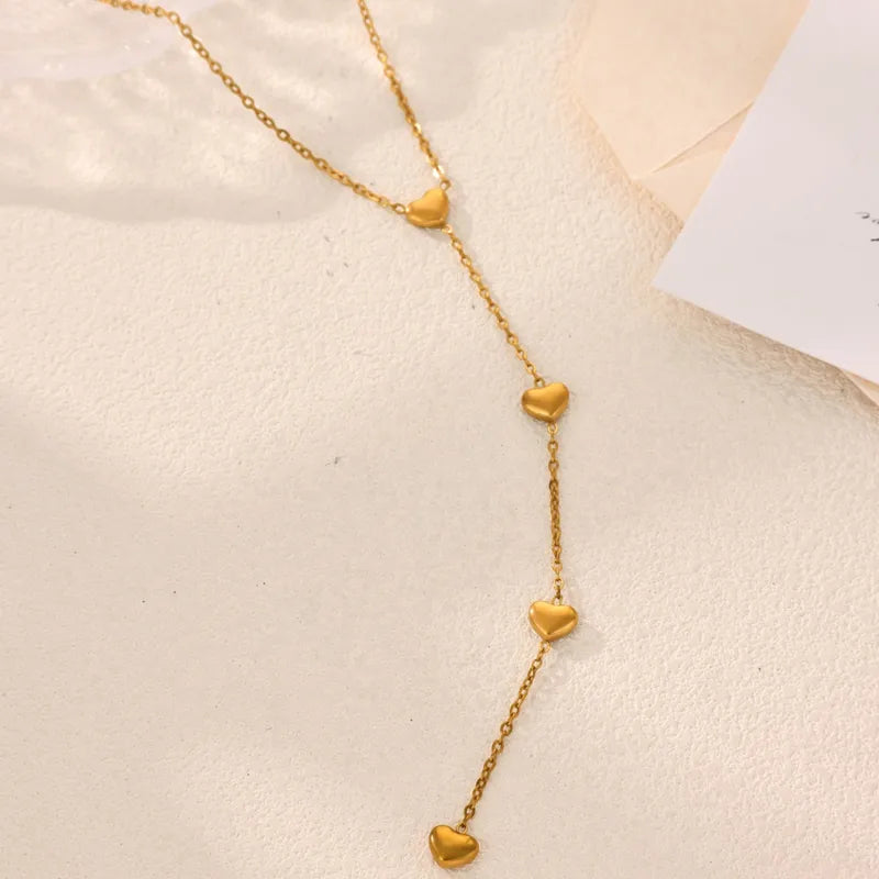 Heart Length 18K Gold Plated 304 Stainless Steel Necklace