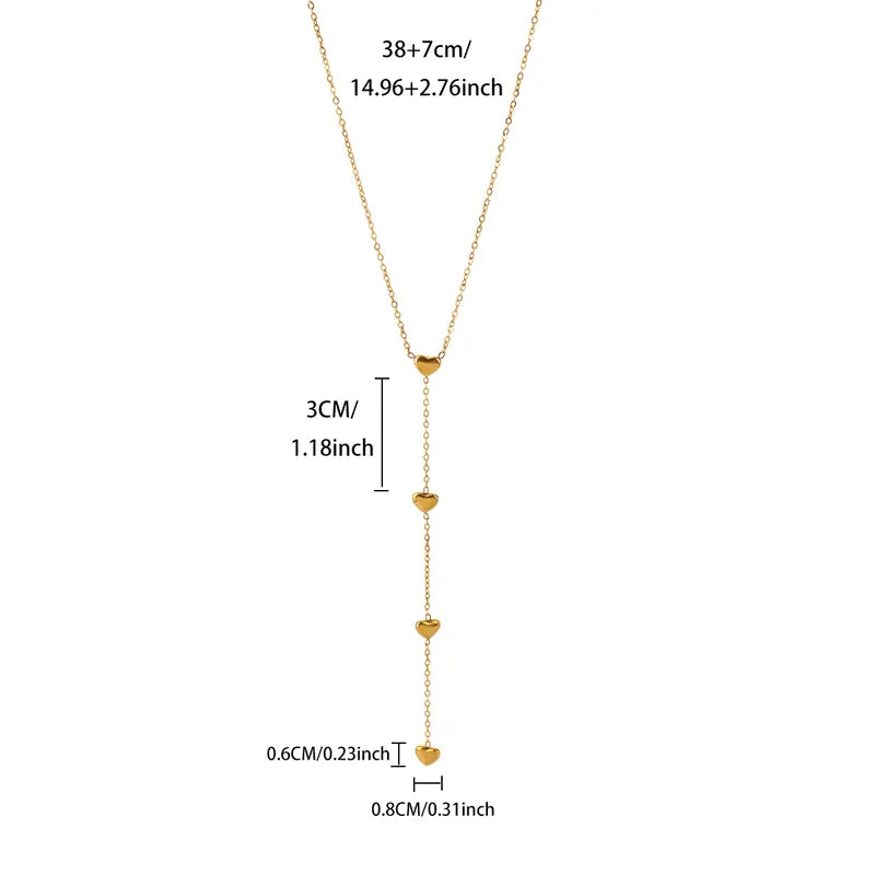 Heart Length 18K Gold Plated 304 Stainless Steel Necklace