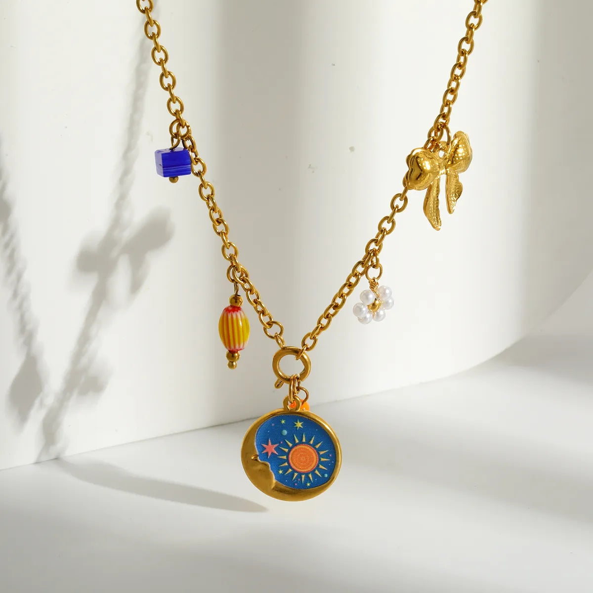 Luxury Sun 18K Gold Plated Stainless Steel Shell Necklace