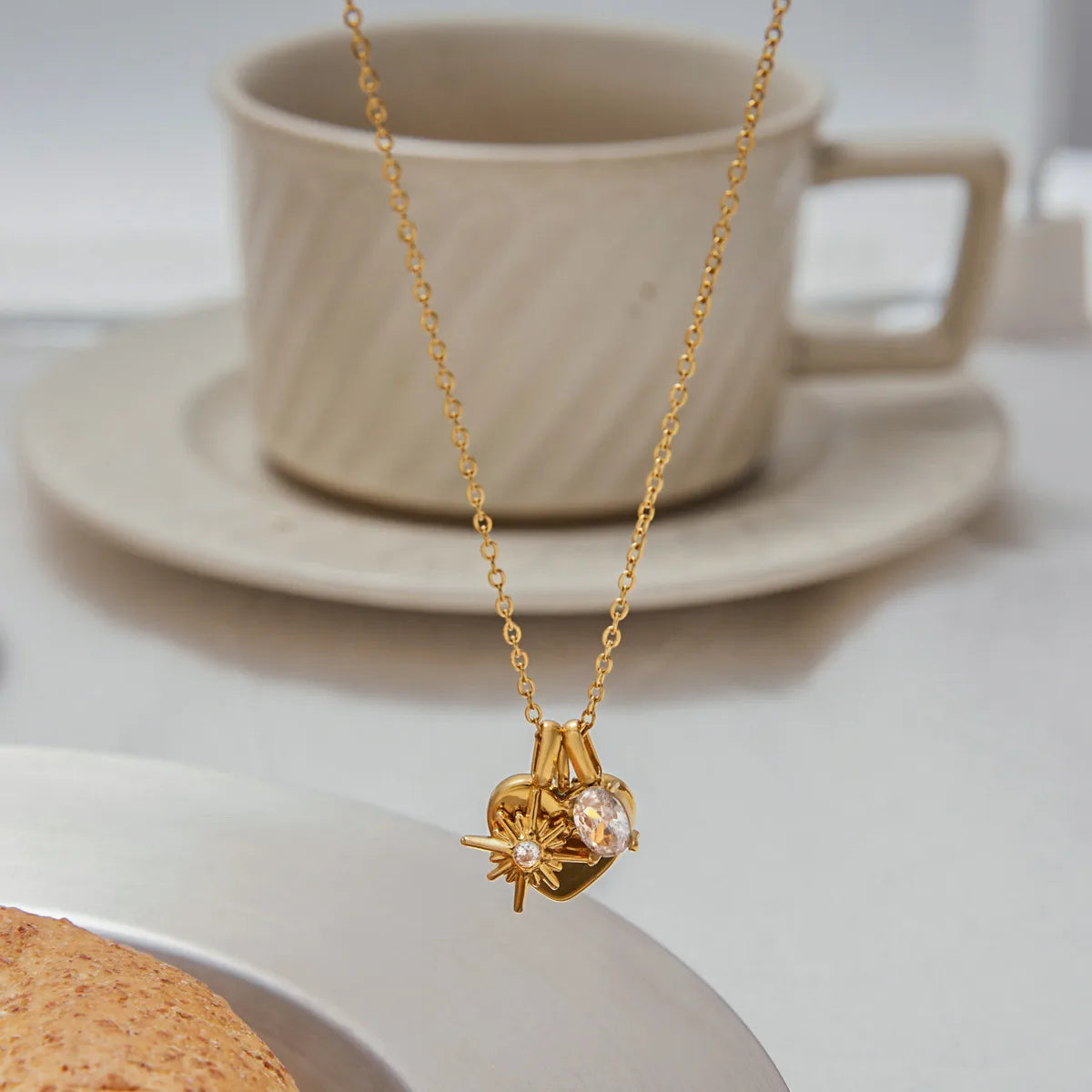 Mom Heart 304 Stainless Steel 18K Gold Plated Charms Necklace