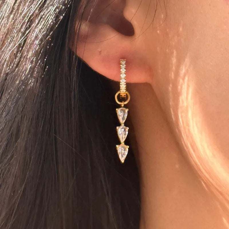 Zirconia Drop 18K Gold Plated 304 Stainless Steel Earring