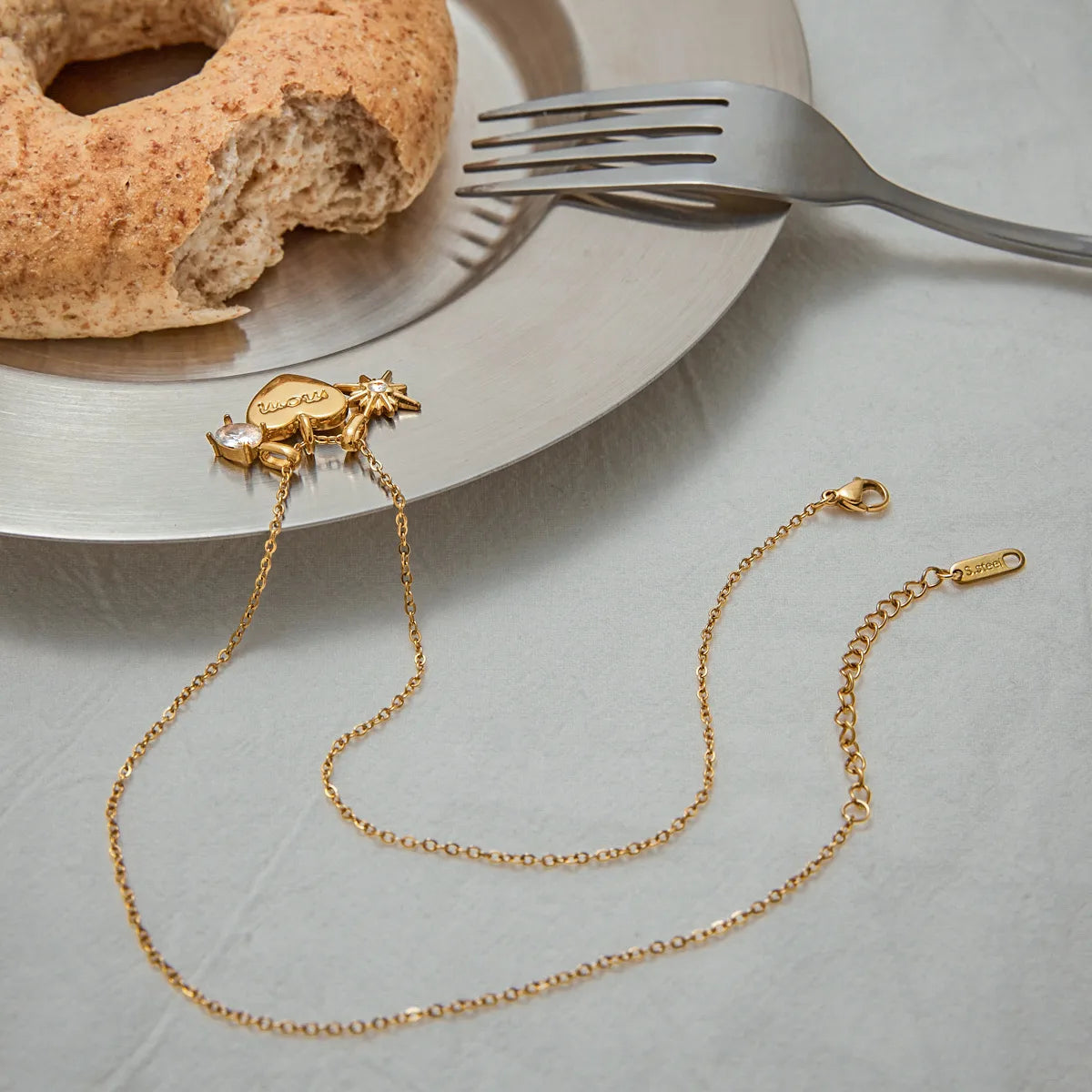 Mom Heart 304 Stainless Steel 18K Gold Plated Charms Necklace