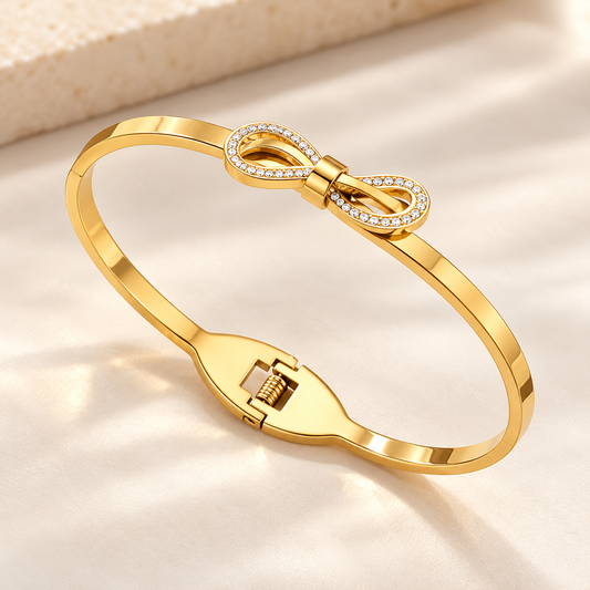Infinity Zirconia 18K Gold Plated 304 Stainless Steel Bracelet