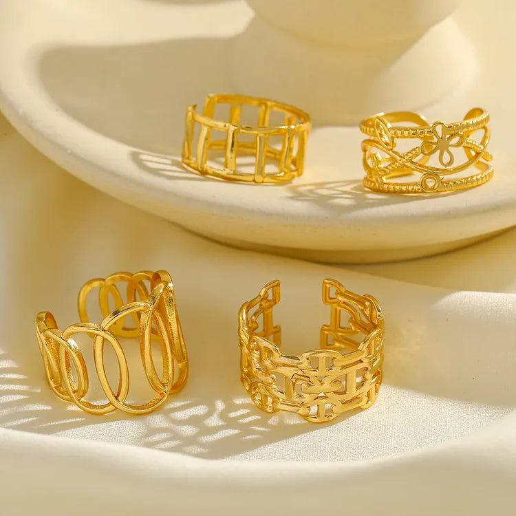 Luxury Ring Irregular 18K Gold Plated 304 Stainless Steel Ring