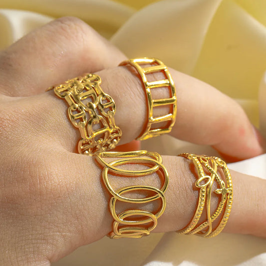 Luxury Ring Irregular 18K Gold Plated 304 Stainless Steel Ring