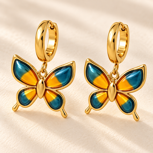 Butterfly Winged 18K Gold Plated 304 Stainless Steel Earring