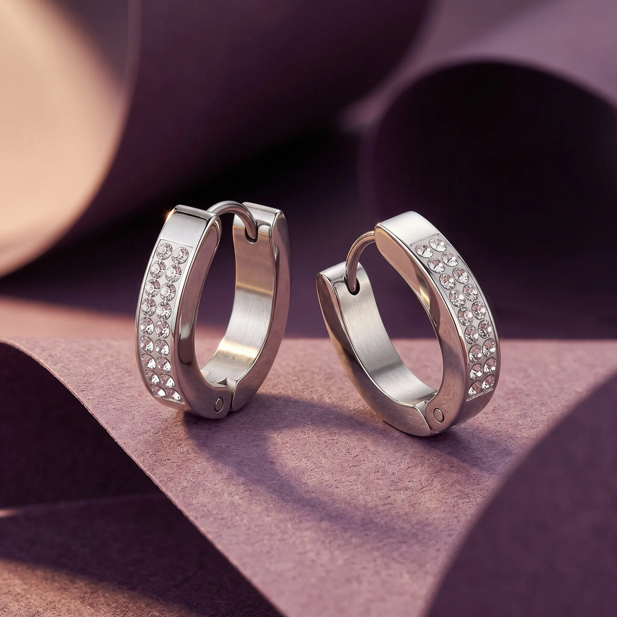 Zirconia Diamonds 18K Gold Plated 304 Stainless Steel Earring