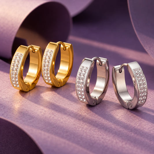 Zirconia Diamonds 18K Gold Plated 304 Stainless Steel Earring