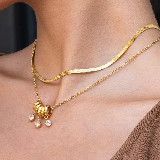 Charms Zirconia Unique 18K Gold Plated 304 Stainless Steel Necklace