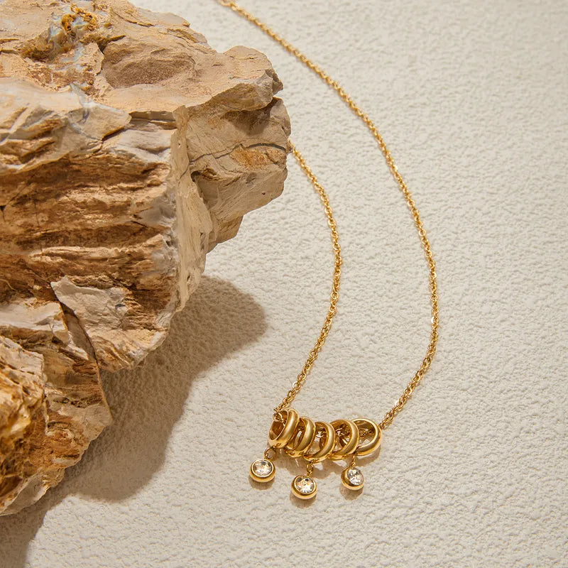 Charms Zirconia Unique 18K Gold Plated 304 Stainless Steel Necklace