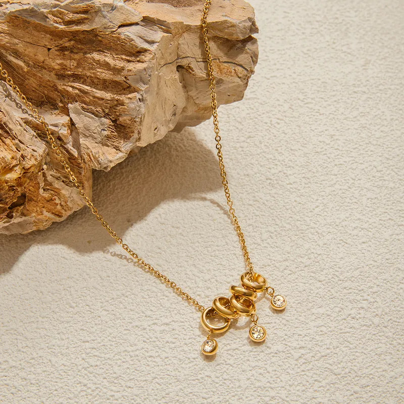 Charms Zirconia Unique 18K Gold Plated 304 Stainless Steel Necklace