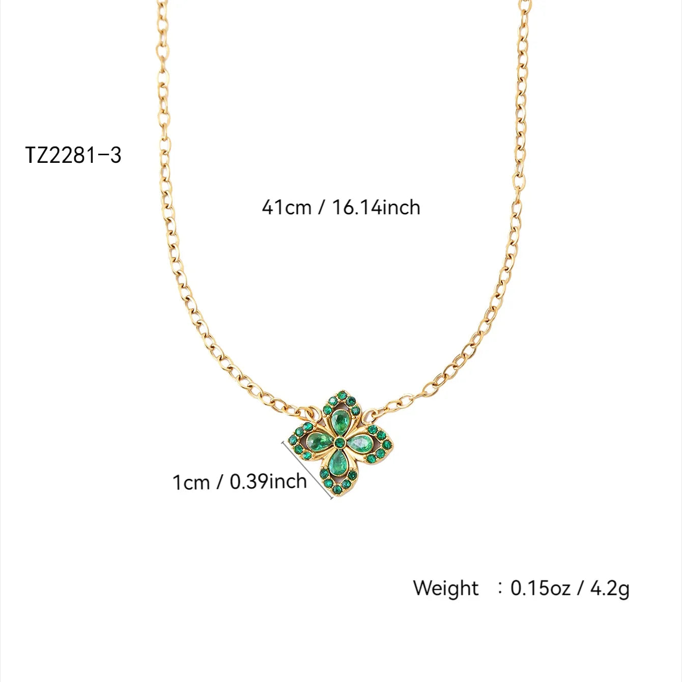 Luxury Flower 304 Stainless Steel 18K Gold Plated Zircon Necklace Bracelet Set
