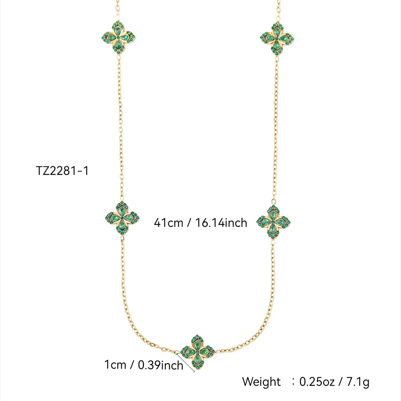 Luxury Flower 304 Stainless Steel 18K Gold Plated Zircon Necklace Bracelet Set