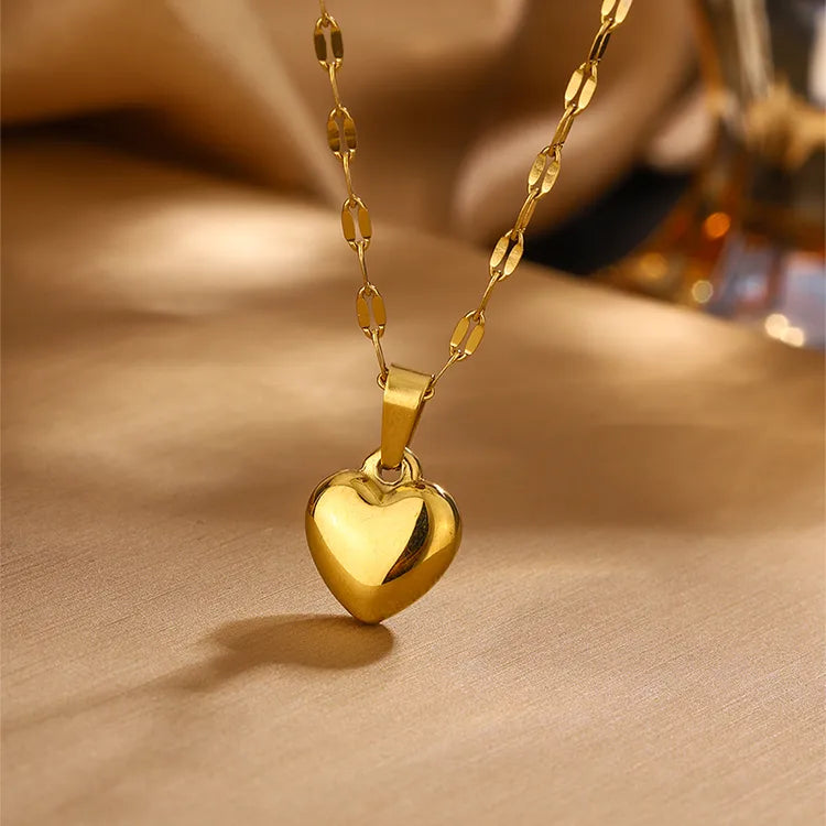 Bold Heart 18K Gold Plated 304 Stainless Steel Necklace Set