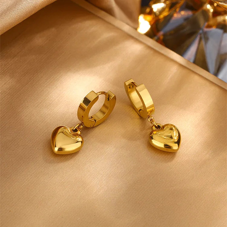 Bold Heart 18K Gold Plated 304 Stainless Steel Necklace Set