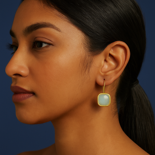 Dropped Teal 18K Gold Plated 304 Stainless Steel Earring