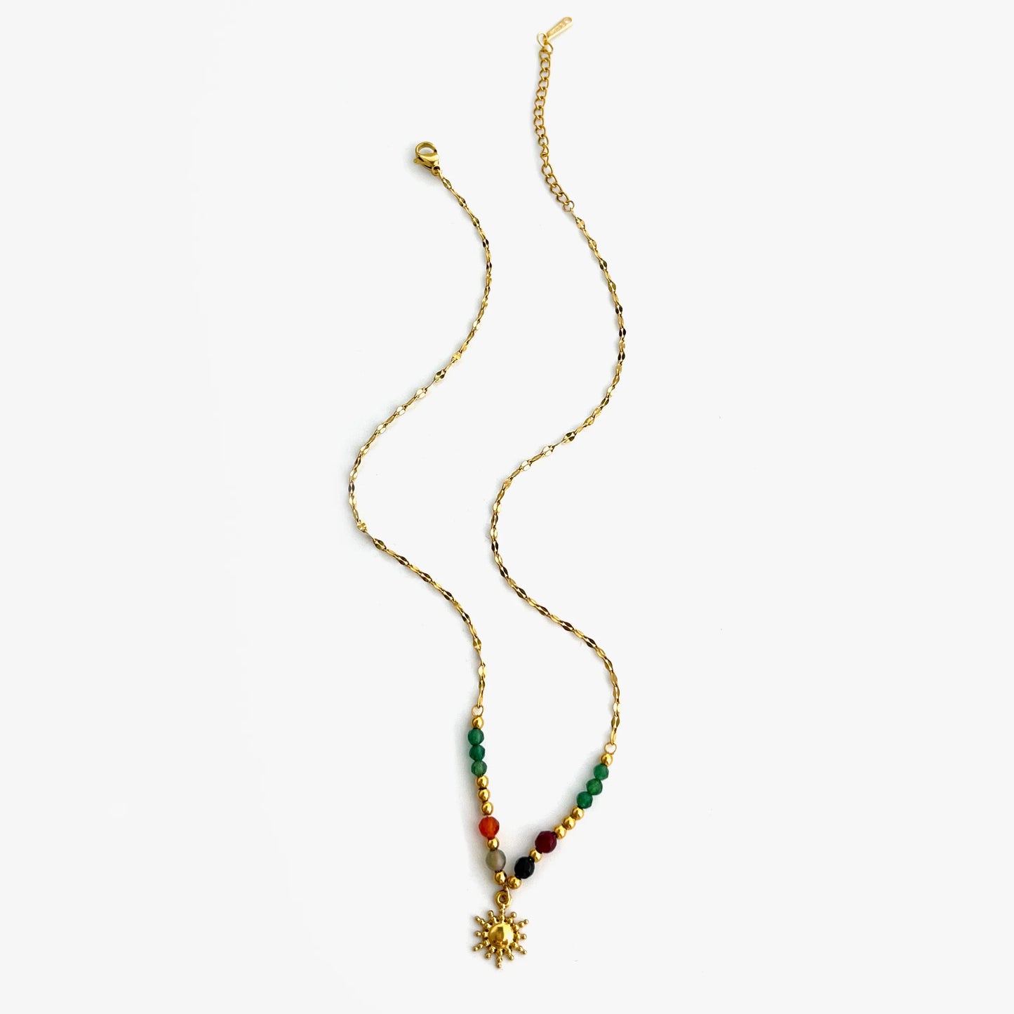 Unique Sunflower Beads 18K Gold Plated 304 Stainless Steel Necklace