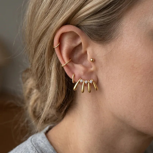 Diamond Crawlers 18K Gold Plated 304 Stainless Steel Stud