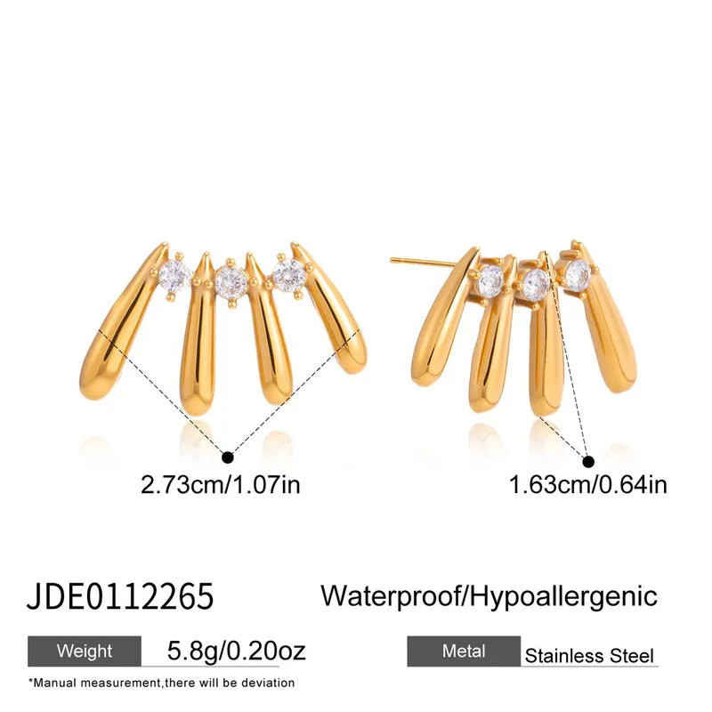 Diamond Crawlers 18K Gold Plated 304 Stainless Steel Stud
