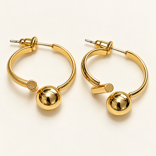 Ball Of A Time 18K Gold Plated 304 Stainless Steel Earring