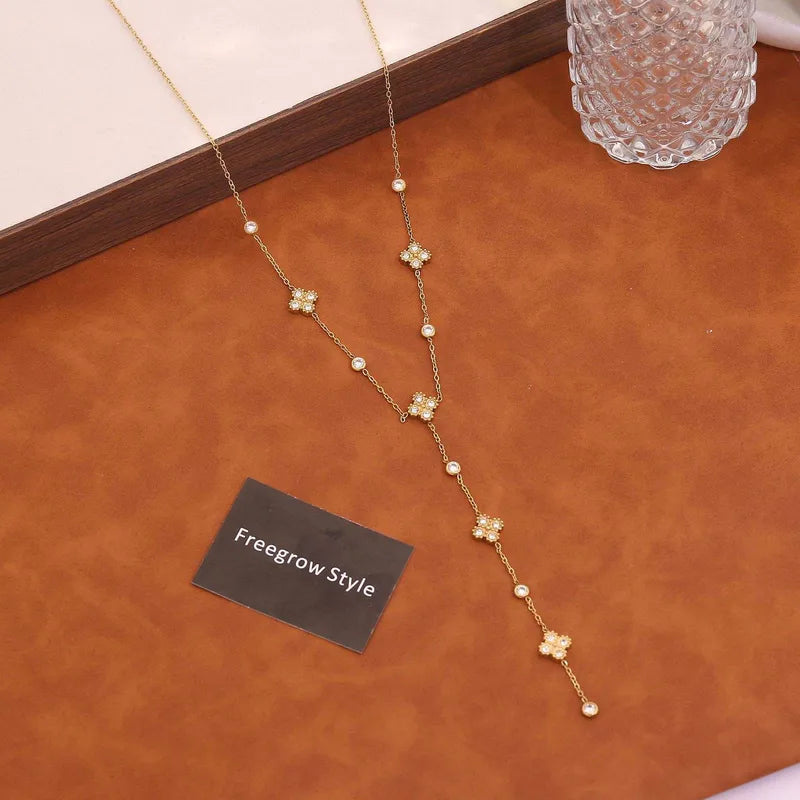 Clover Diamonds 18K Gold Plated 304 Stainless Steel Necklace