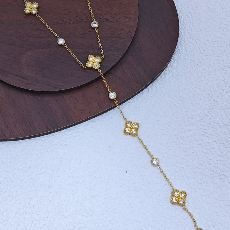 Clover Diamonds 18K Gold Plated 304 Stainless Steel Necklace