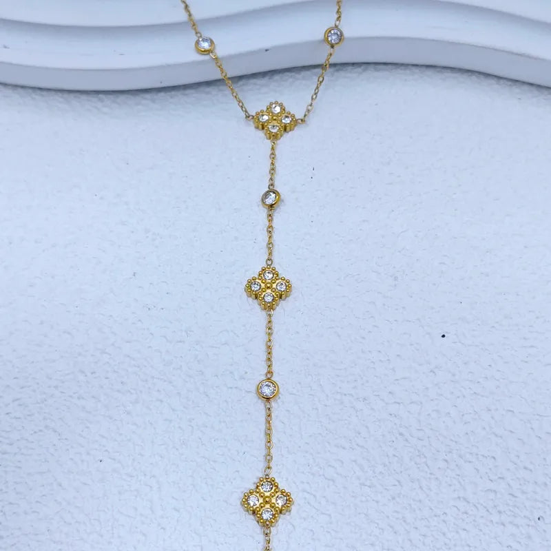 Clover Diamonds 18K Gold Plated 304 Stainless Steel Necklace