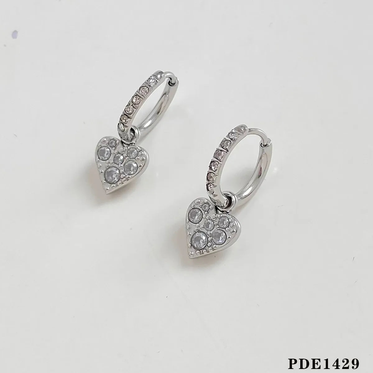 Heart Shaped Zirconia S925 Plated 304 Stainless Steel Charm Earring